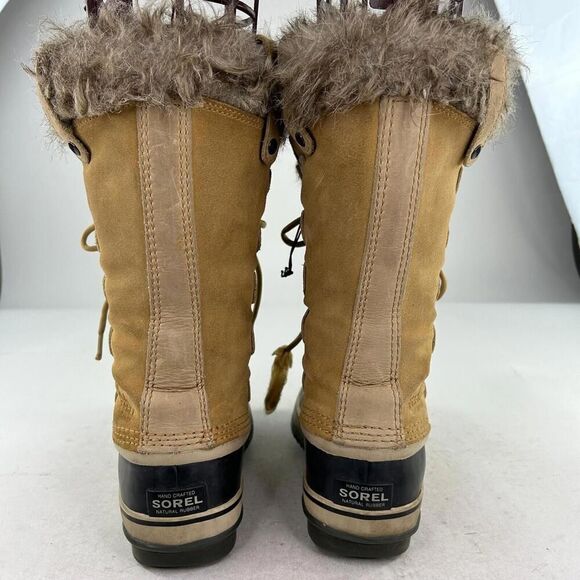 Sorel Joan of Arctic Tan Faux Fur Trim Boot US 8 Women Lace Up Winter Waterproof - Picture 6 of 12